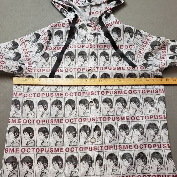 Octopus me anime weird mesh short sleeve hooded shirt. - Picture 15 of 15
